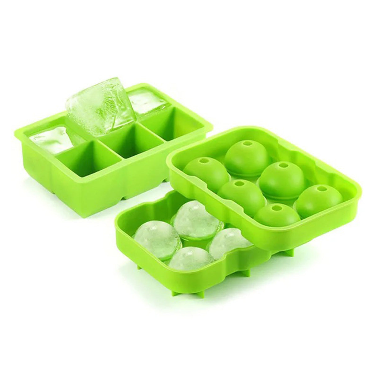 2 Sets Round and Cube Silicone Ice Cube Tray, 12 compartment - Chefcoca