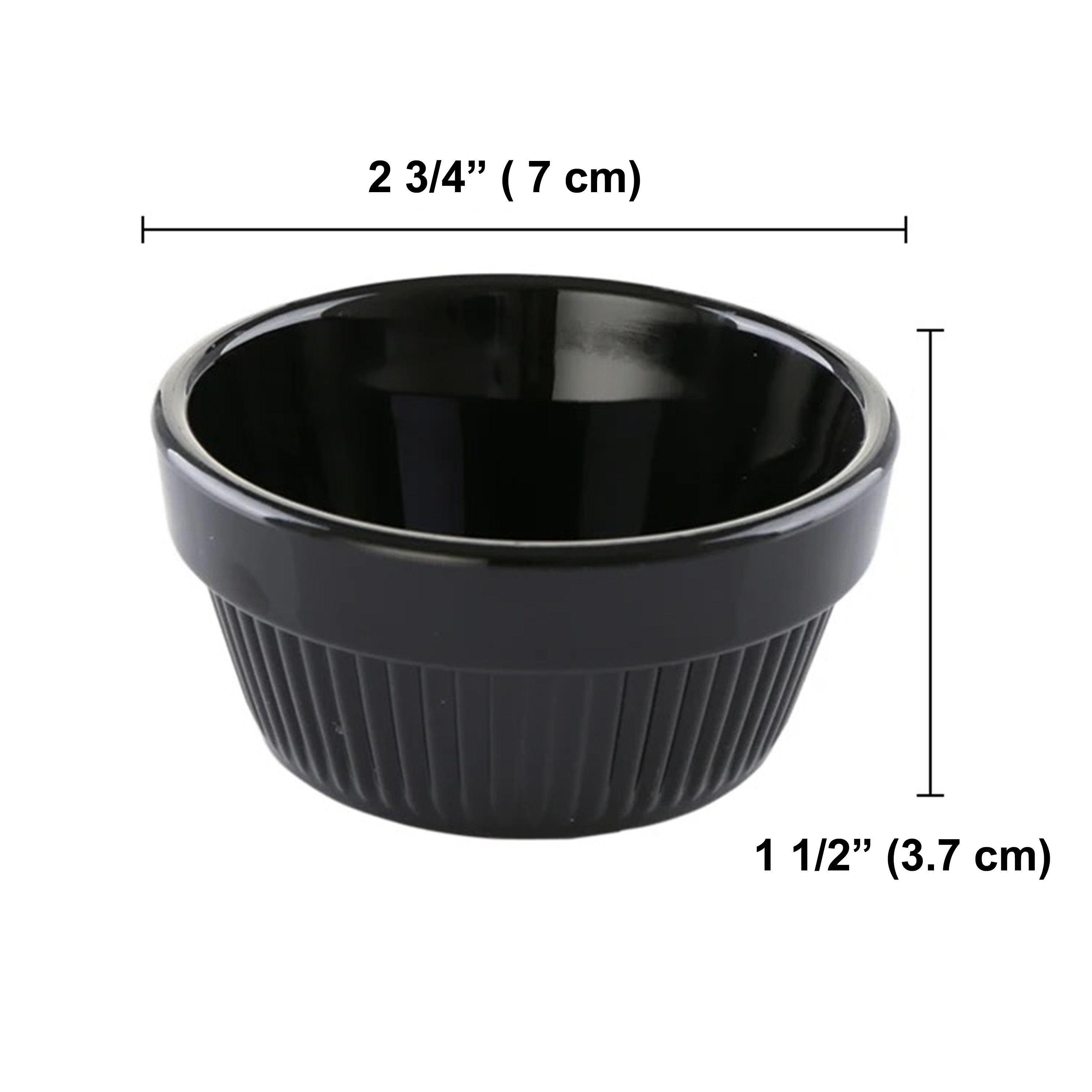 2 3/4" Dia, 1 1/2" High Melamine Black Small Stripe Sauce Dish (J137740BK)