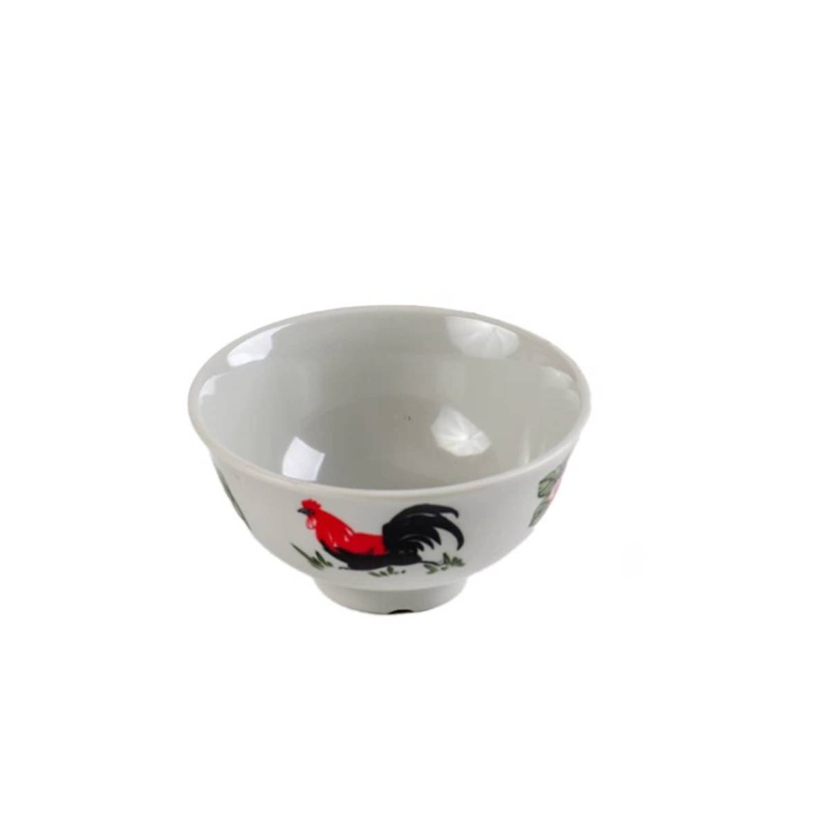 4.7" Round Light Grey Bowl with Chicken & Flowers Pattern (J214010C)