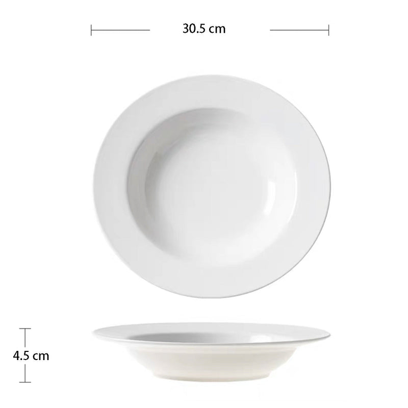 White Flat Rim Melamine Dinner Plate （J226640）