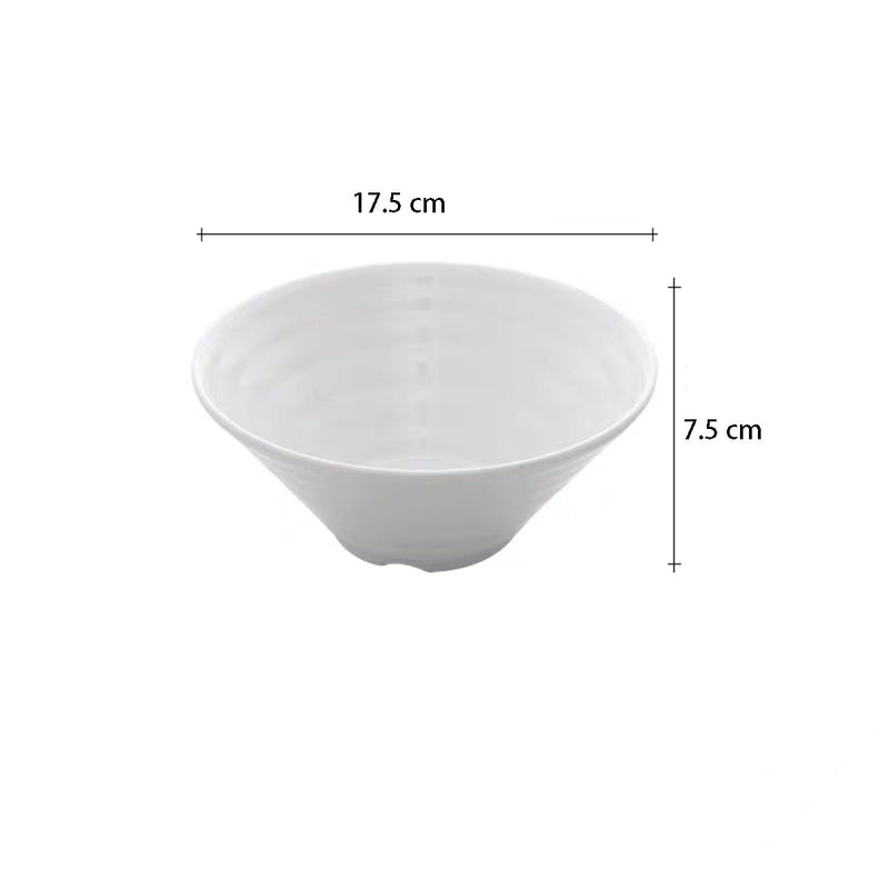 White Minimalistic Lines Noodle Melamine Bowl (J236571-J236573)