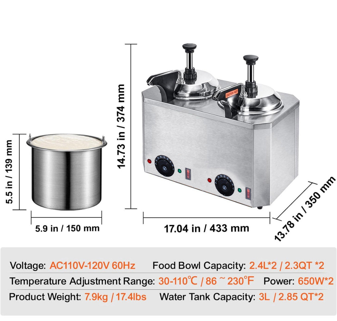 Double Pump Sauce Heater/Single Sauce Pot Warmer