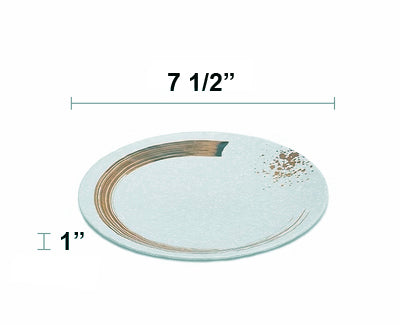 7 1/2" Melamine Light Green Round Plate with Brown Ink Streak pattern(JM169188LG)