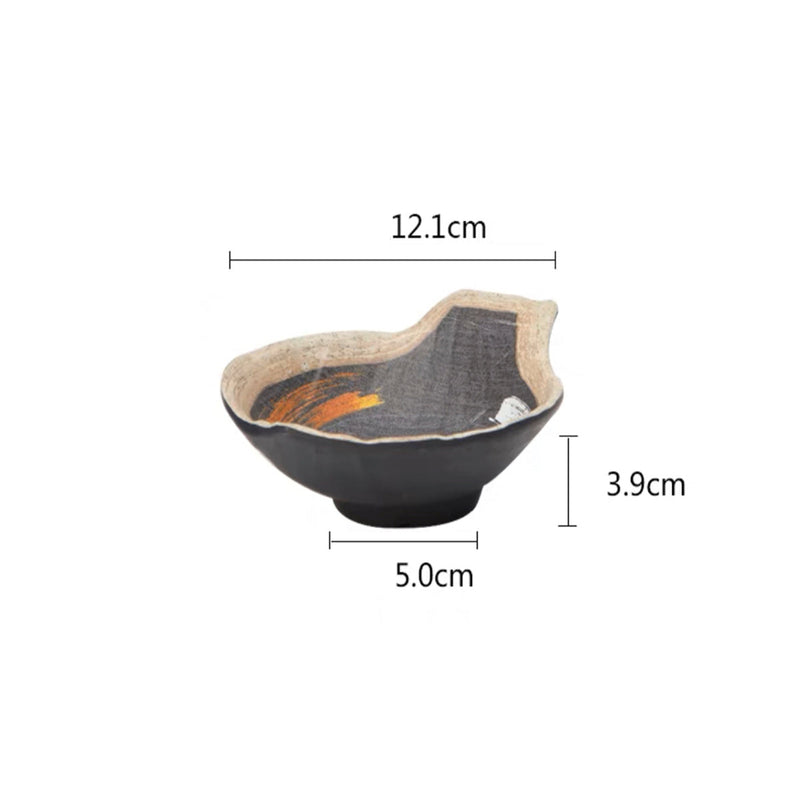 4.8"Melamine Black Black small bowl w/Grip with white & golden pattern (JM169209)