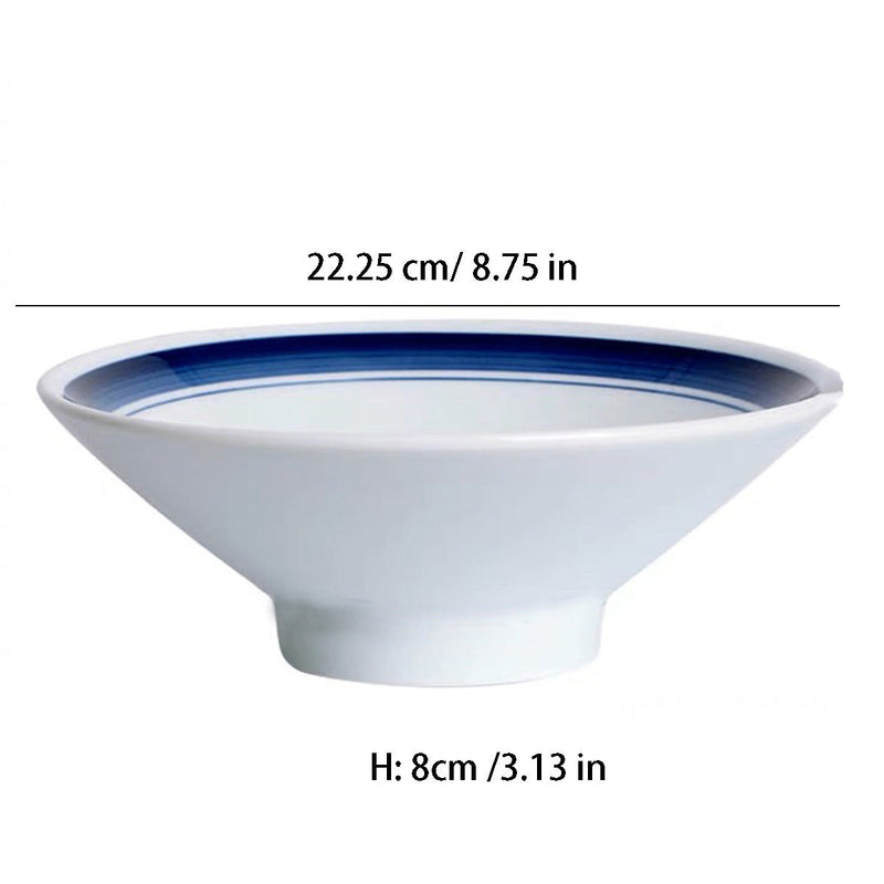 White Round Bowl with Blue Border Pattern (JW24-6.8,JW24-7.8,JW24-8.8)