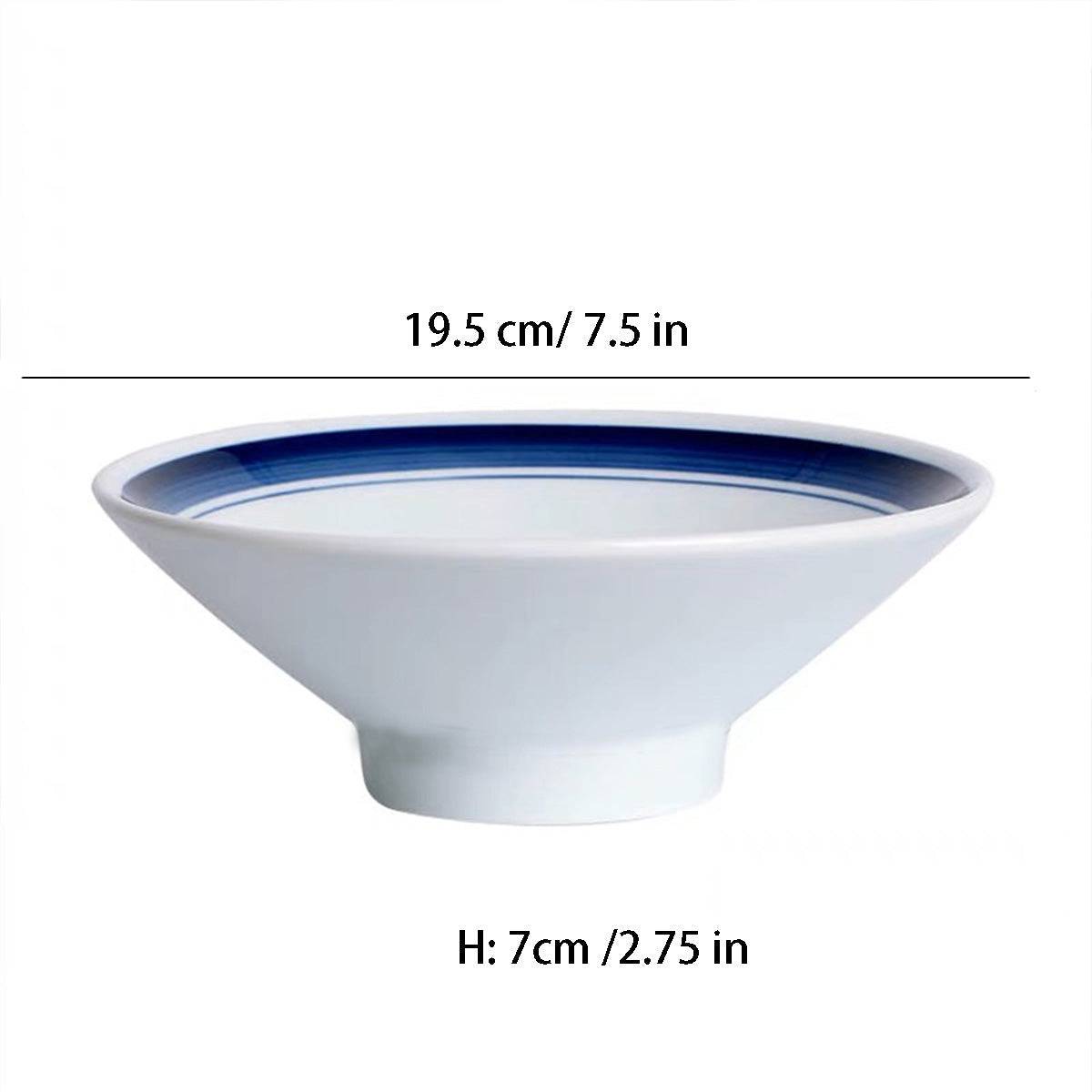 White Round Bowl with Blue Border Pattern (JW24-6.8,JW24-7.8,JW24-8.8) - Chefcoca