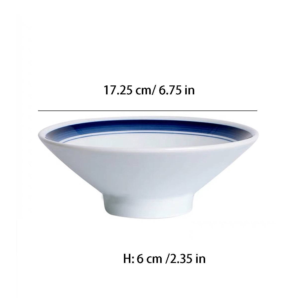 White Round Bowl with Blue Border Pattern (JW24-6.8,JW24-7.8,JW24-8.8) - Chefcoca