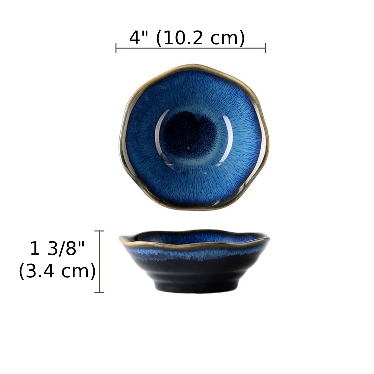 4" Ceramic Cat's Eye Blue Lotus Leaf Shape Small DIsh