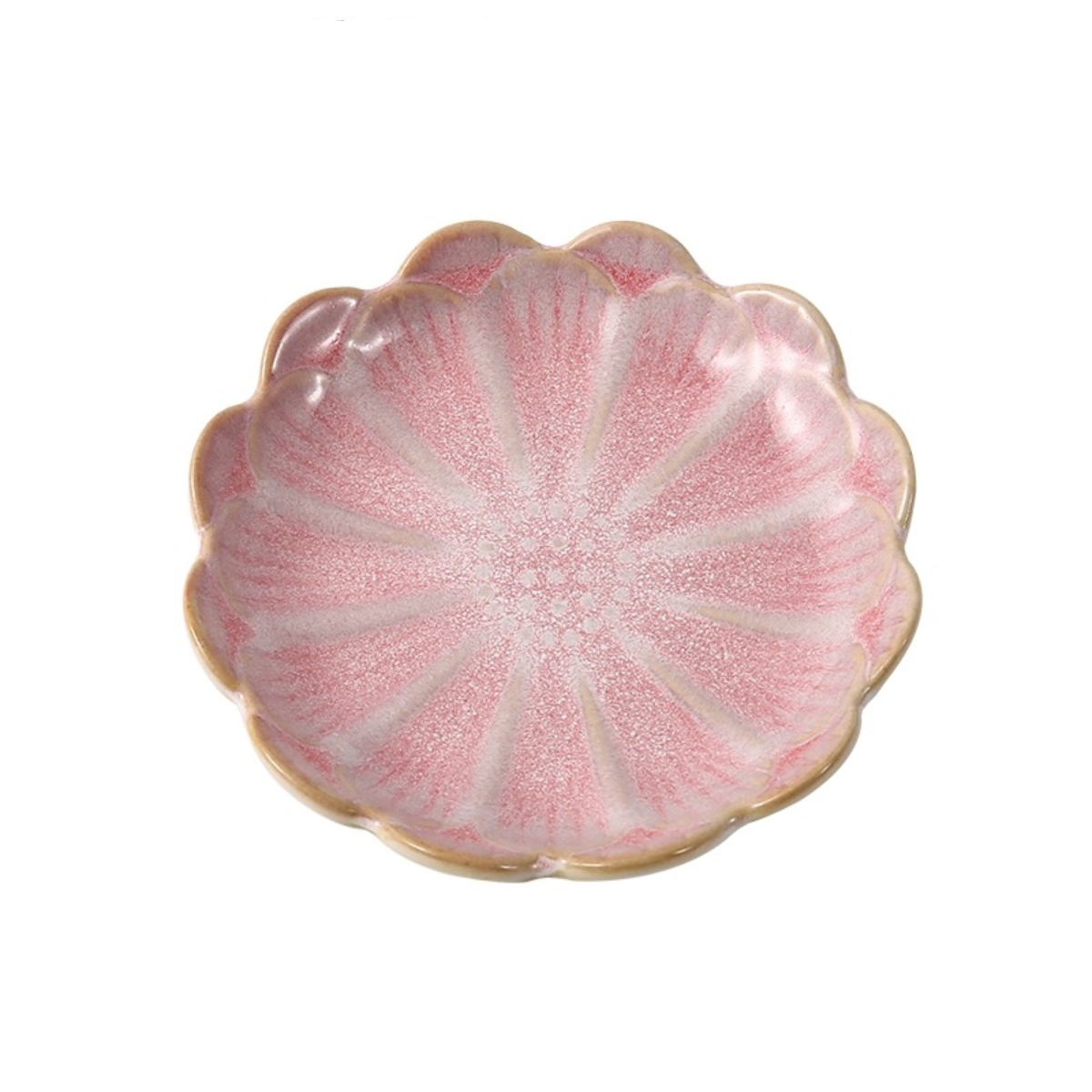 4 3/8" Dia Kiln Flower Shape Sauce Dish-Pink