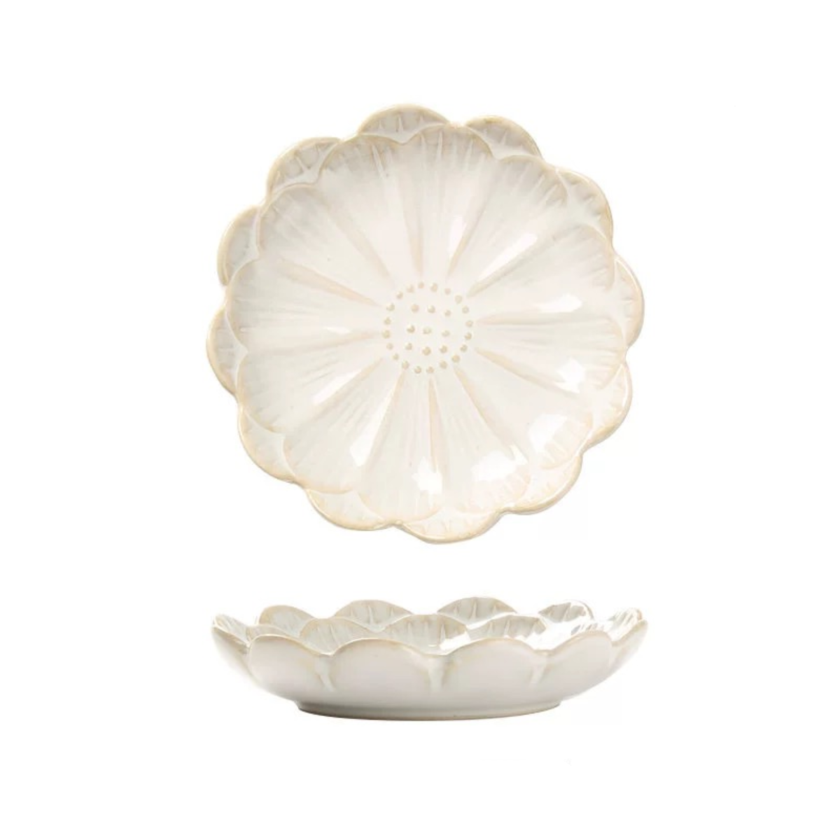 4 3/8" Dia Kiln Flower Shape Sauce Dish-Gray