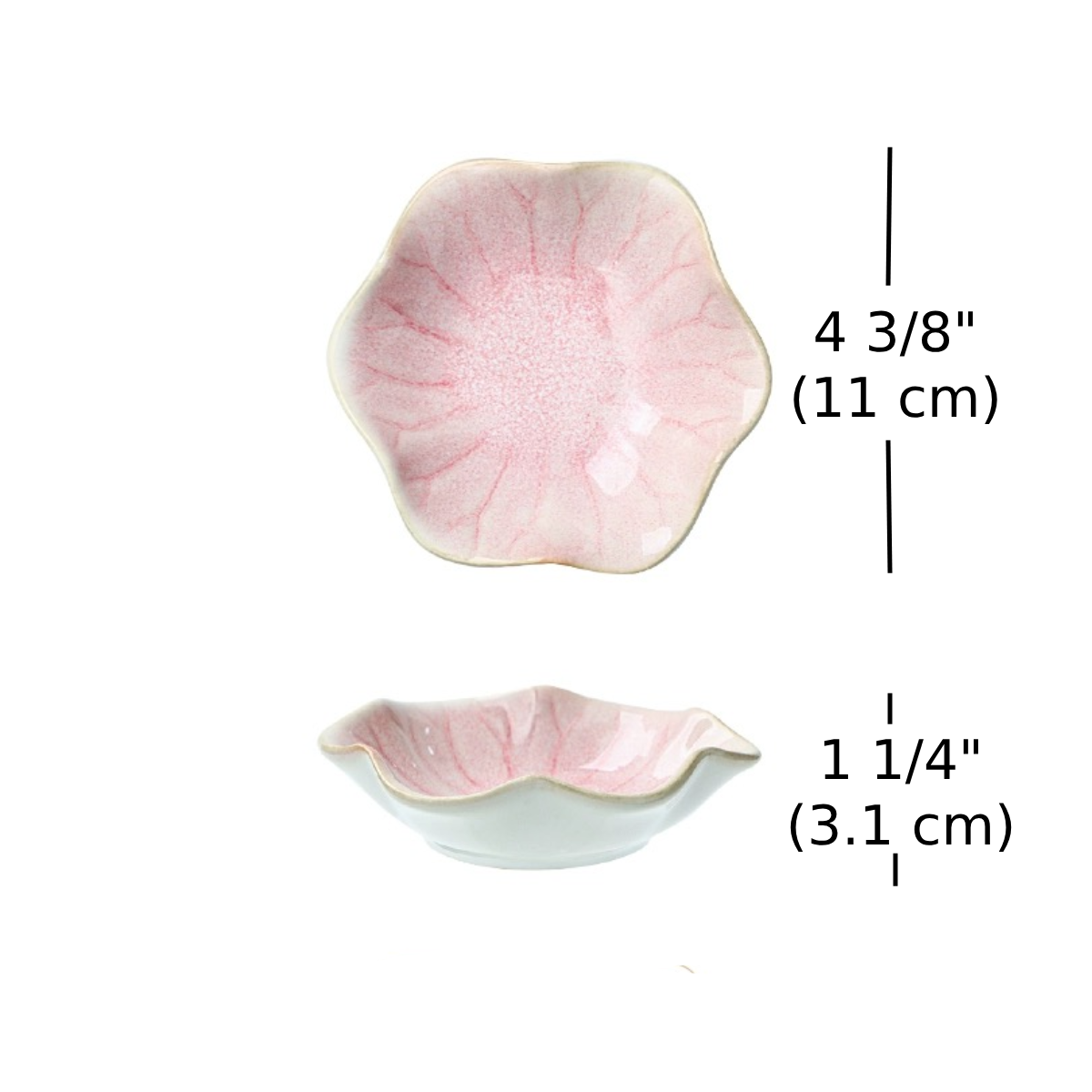 4 3/8" Dia Kiln Lotus Leaf Shape Small Dish-Pink