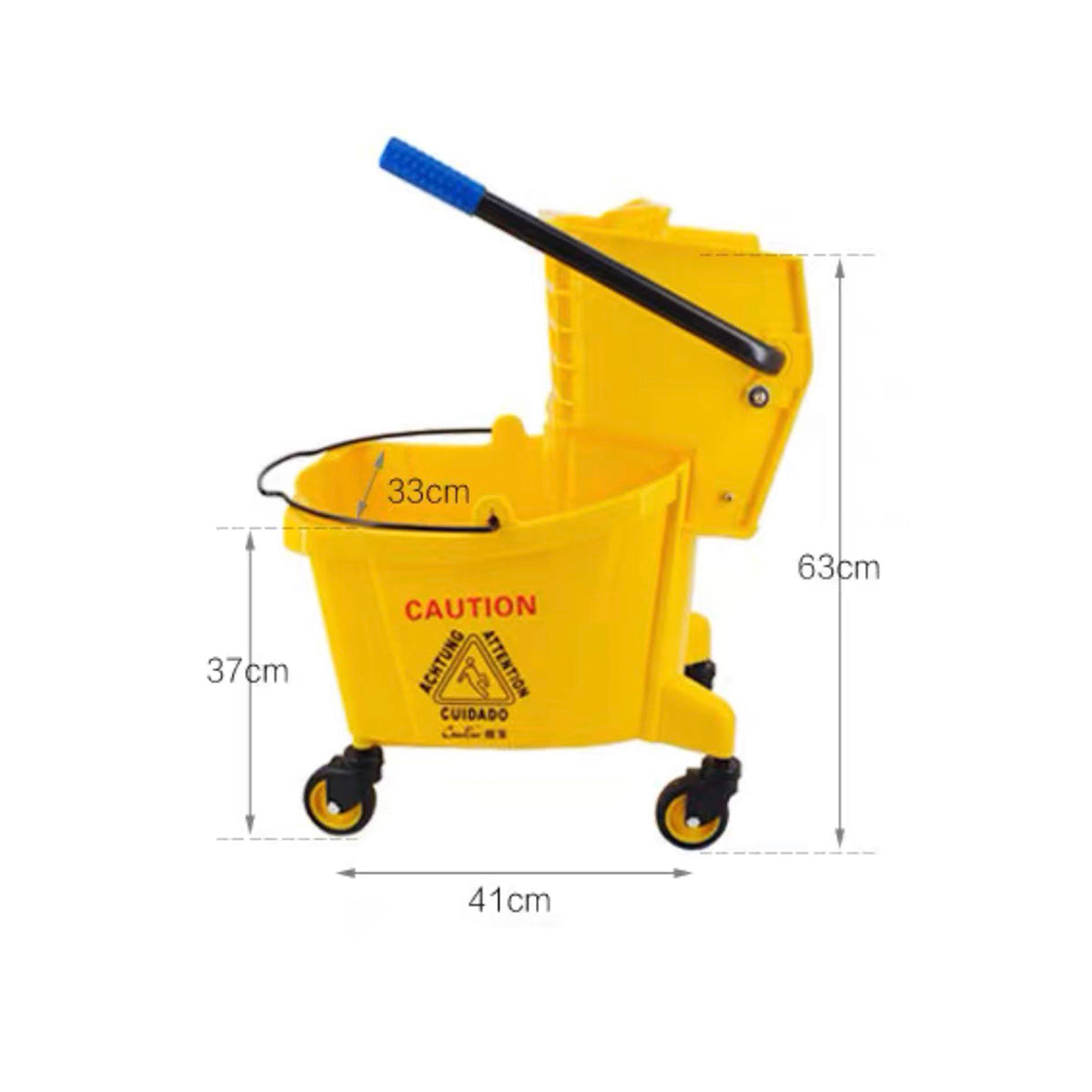 Mop Bucket w/side press wringer, 32 qt, yellow