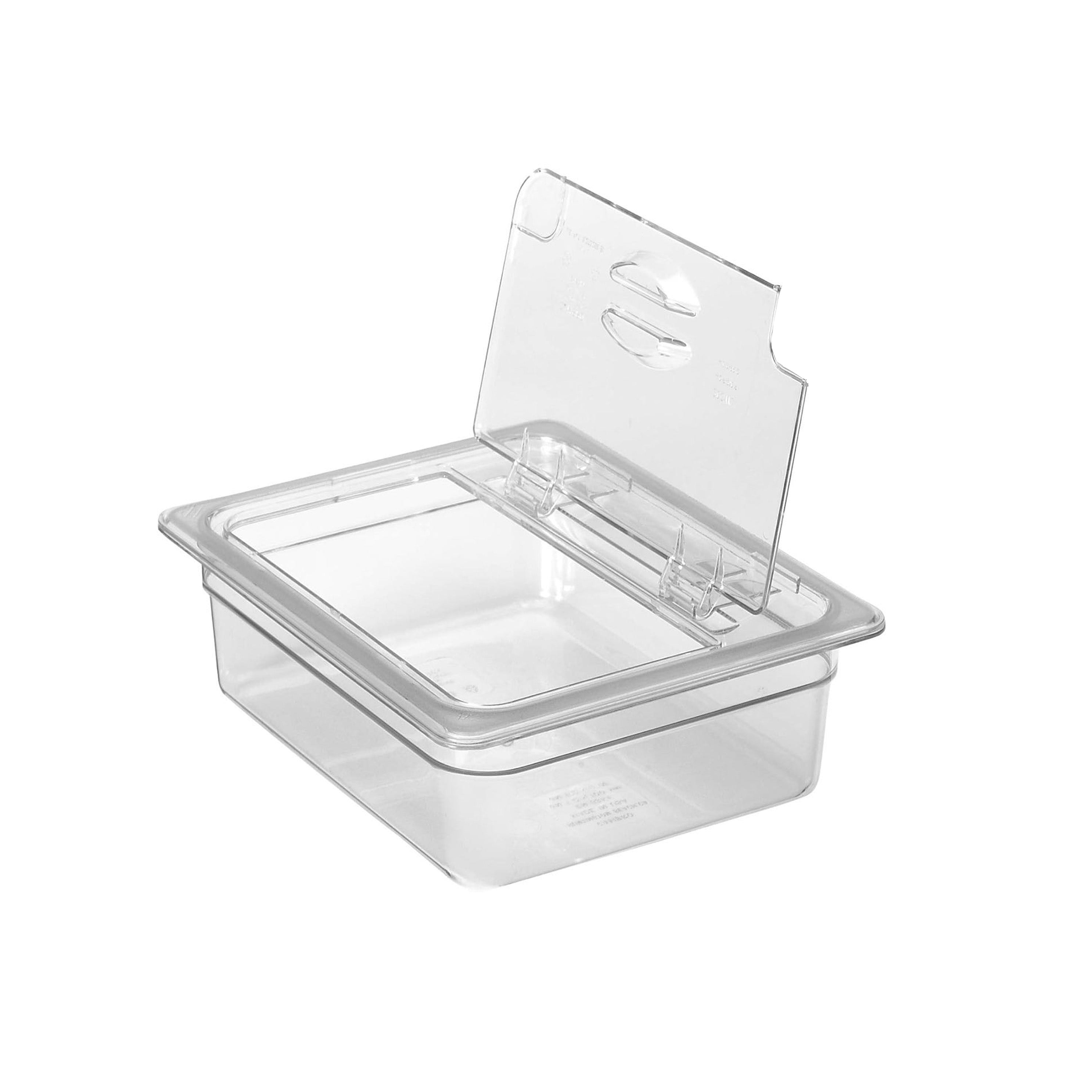 Couvercle à rabat cranté pour bac alimentaire GN en polycarbonate