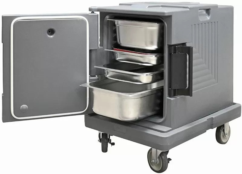 Insulated Polyethylene Food Pan Transport Carrier with Front-Loading Design (non-Electric)