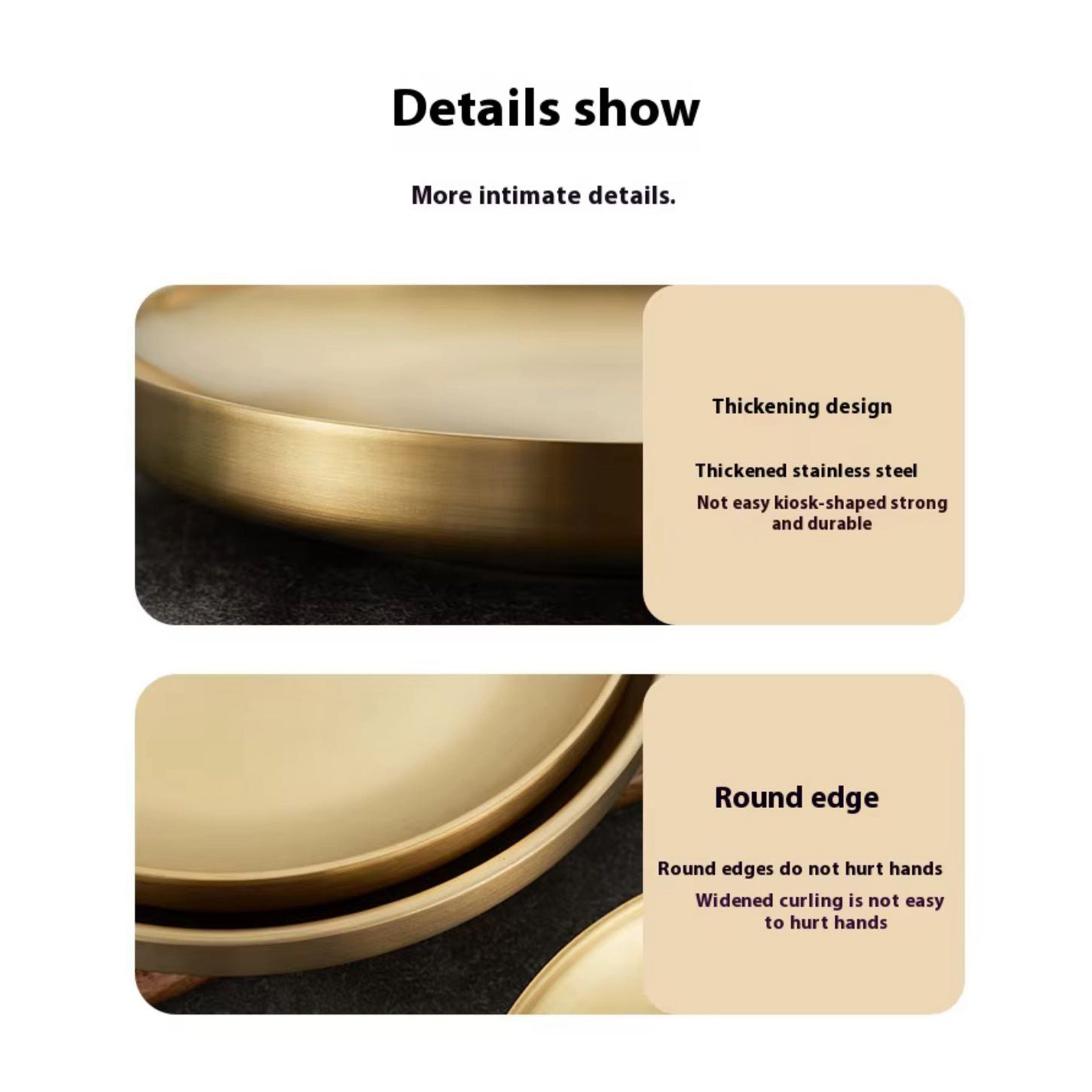 Double-wall hollow heat insulation stainless steel anti-scald serve tray (21 cm) - Chefcoca