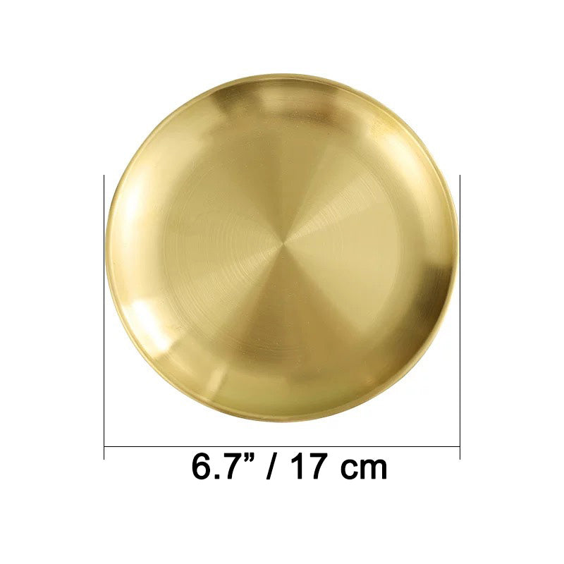 Golden Stainless steel round plate with Rim