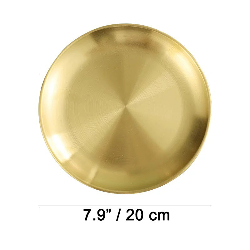 Golden Stainless steel round plate with Rim