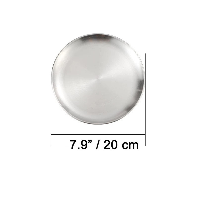 Silver Stainless steel round plate with Rim