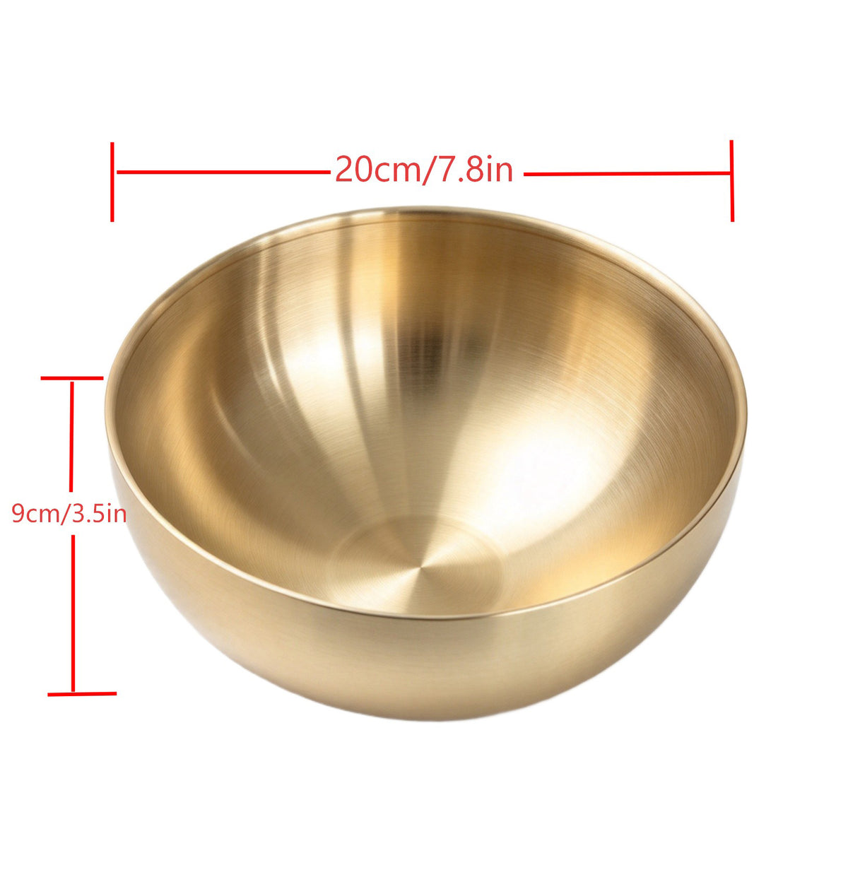 Stainless Steel Salad Bowls Decorative Gold Bowl Large Metal Mixing Bowls Nesting Bowls Snacks Bowls for Kitchen Mixing Cooking Baking Prepping Golden 20cm - Chefcoca