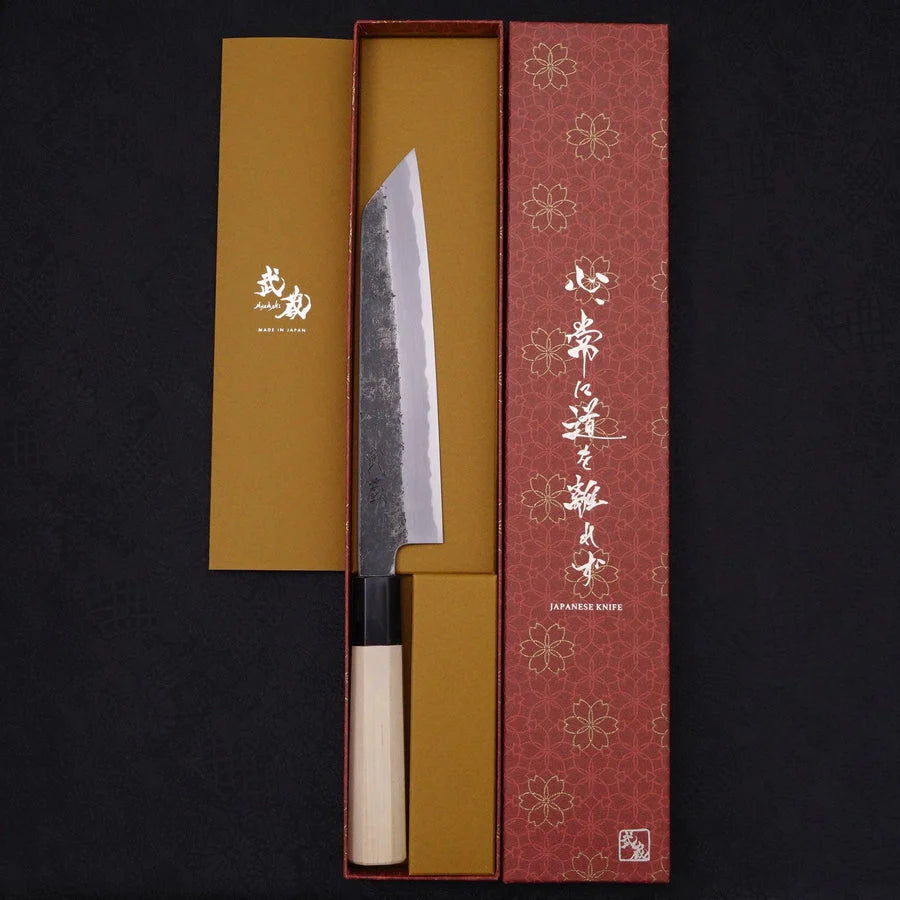 MUSASHI Kiritsuke Gyuto White steel #2 Kurouchi Buffalo Magnolia Handle 200mm (234-200)