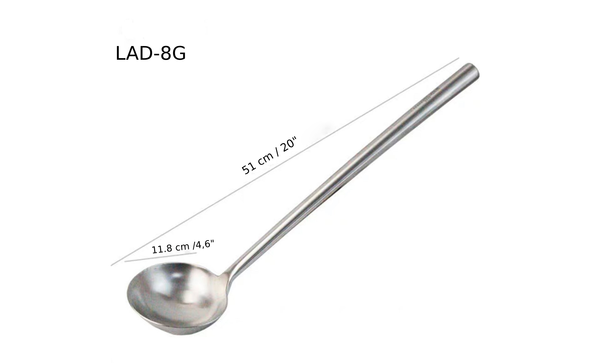 Chefco, Ladle with Long Stainless steel Handle, #8 liang (LAD-8G) - Chefcoca