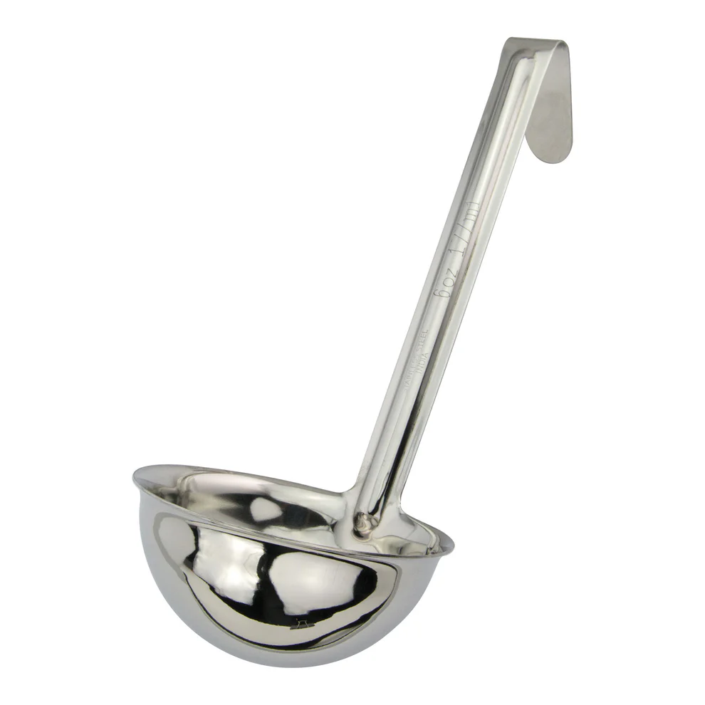 LDI-60SH - One-Piece Stainless Steel Ladle with 6" Handle - 6 oz - Chefcoca