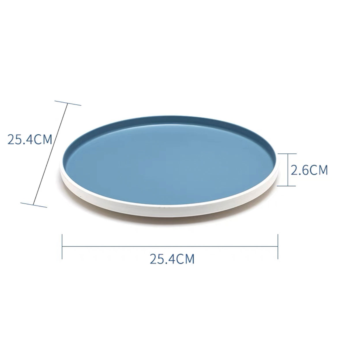 10" Round Melamine Plate, Light Blue Plate with White Bottom (M228217)