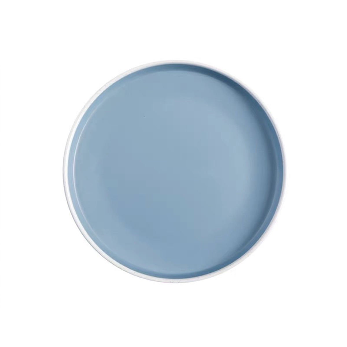 10" Round Melamine Plate, Light Blue Plate with White Bottom (M228217)