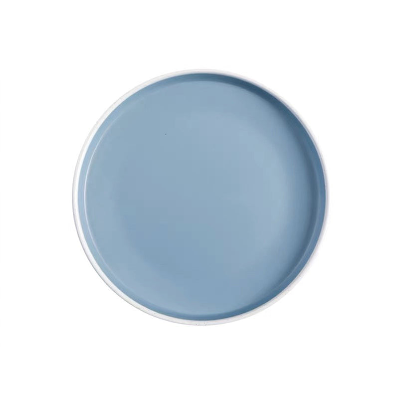 Blue and White Raised Rim Melamine Plate (M228217)