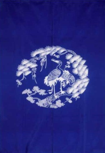 Blue Door Curtain with Crane Pattern (MK-590) - Chefcoca