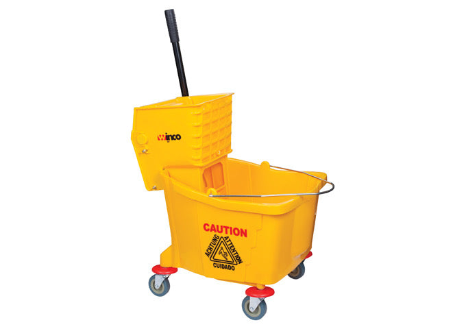 Mop Bucket w/side press wringer, 36 qt, yellow