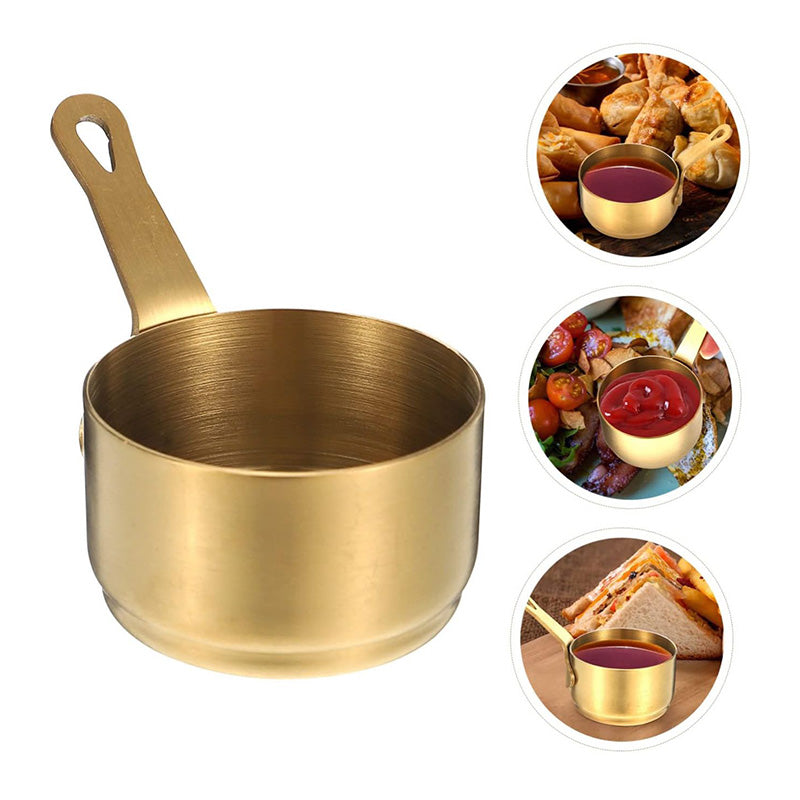 Mini Sauce Pan, stainless steel tiny sauce cup with handle, mini gadgets pan-Gold