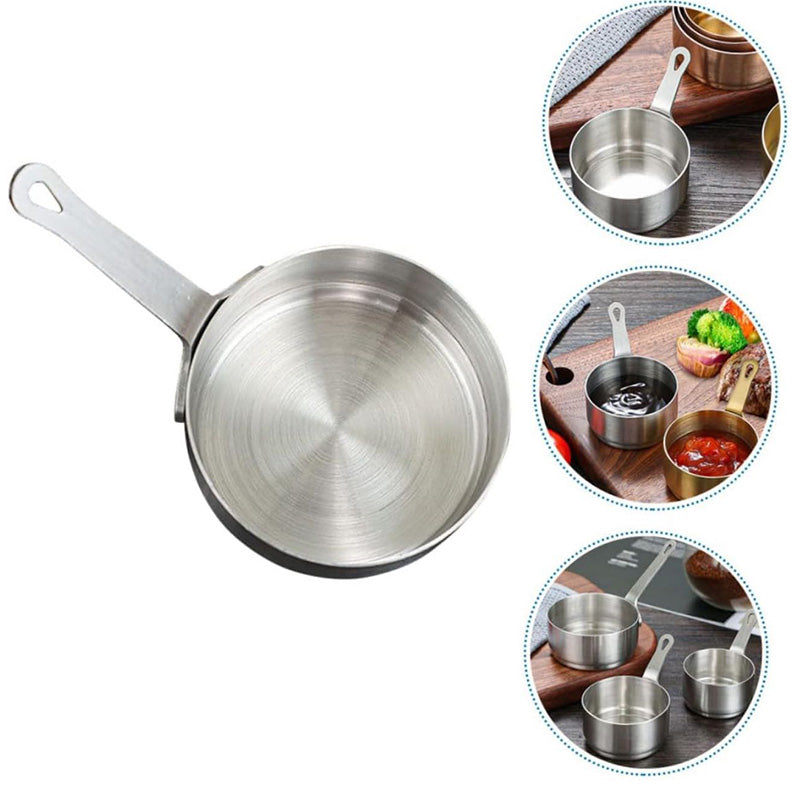 Mini Sauce Pan, stainless steel tiny sauce cup with handle, mini gadgets pan-Silver