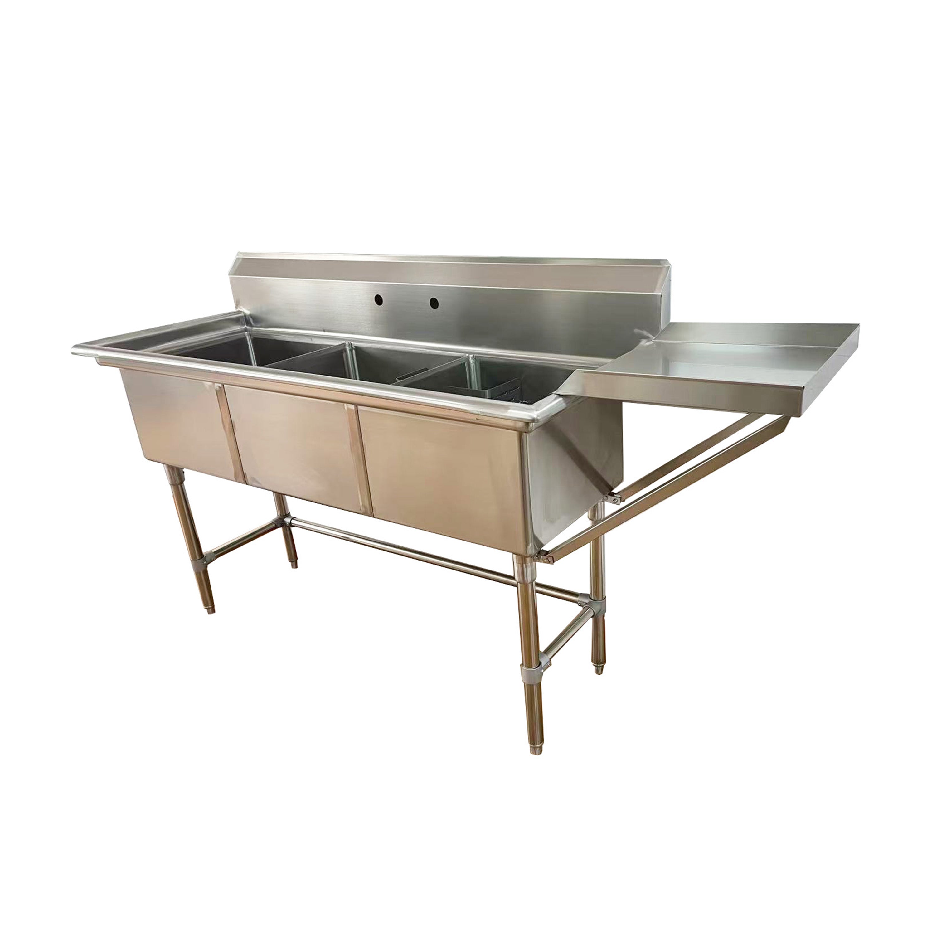 Table de nettoyage côté gauche en acier inoxydable calibre 18 série 304 (76,2 x 61 x 114 cm)