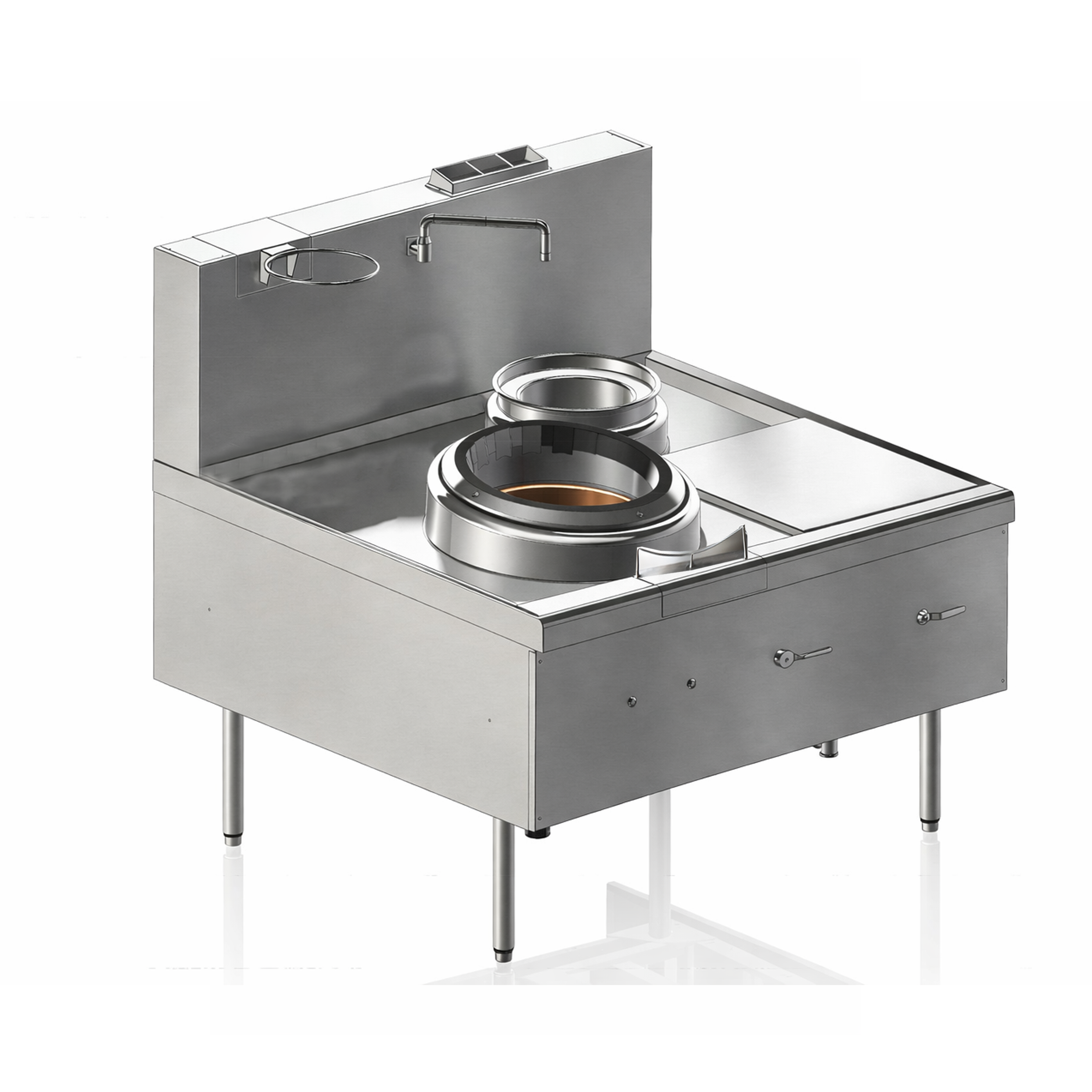 Turbo Range,EW5-1-1A, Single Wok Range with boil pot- 153,540 BTU (47.25" x 41.33 x 31.89"/49.59")