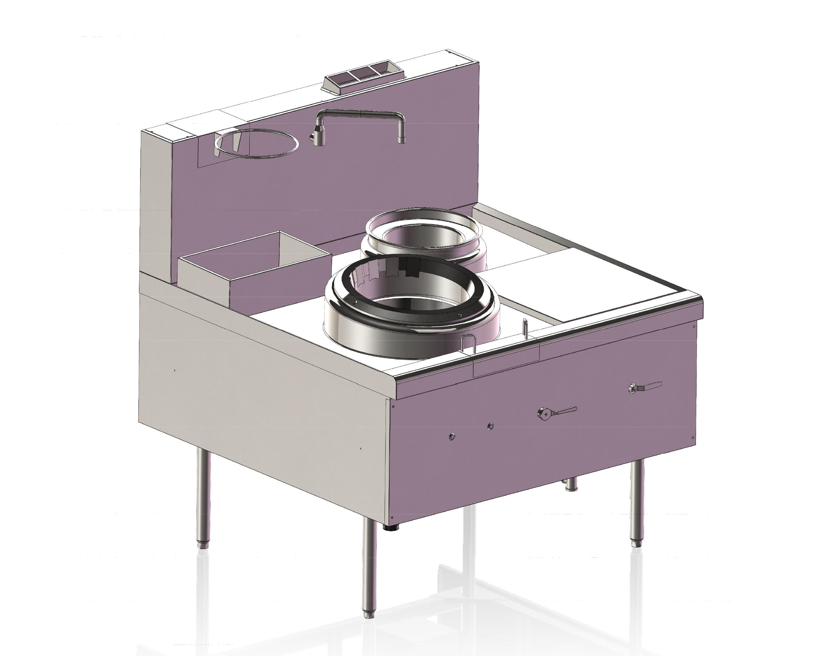 Turbo Range,EW5-1-1A, Single Wok Range with boil pot- 153,540 BTU (47.25" x 41.33 x 31.89"/49.59")