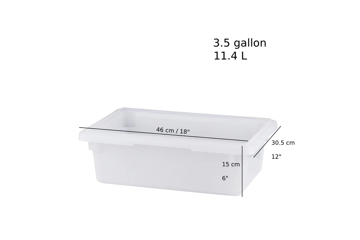 P-067C,White Polypropylene Food Storage Box,Half Size,3.5Gal/11.4,18"x12"x6" - Chefcoca