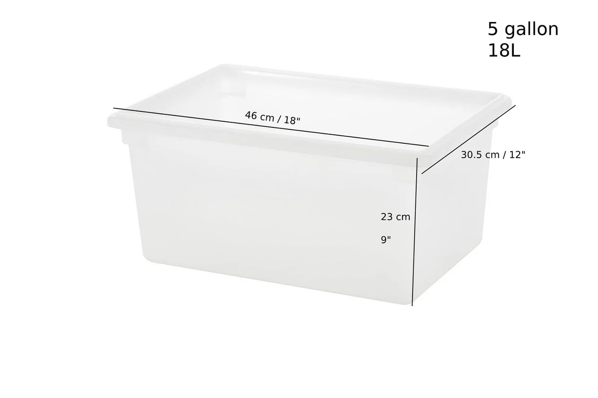 P-068C,White Polypropylene Food Storage Box,Half Size,5Gal/18L,18"x12"x9" - Chefcoca