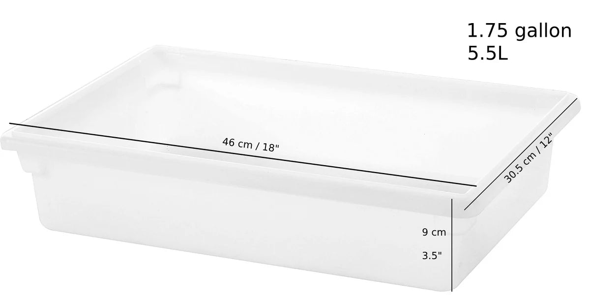 P-072P,White  Polypropylene Food Storage Box, Half Size, 1.75 Gallon/5.5L,18"x12"x3-1/2" - Chefcoca