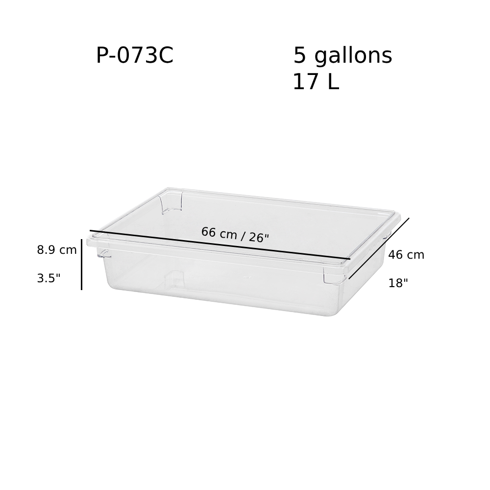 Clear Polycarbonate Heavy Weight Food Storage Box, 5 gallon/19L, 18"x26"x3.5"H (P-073C)