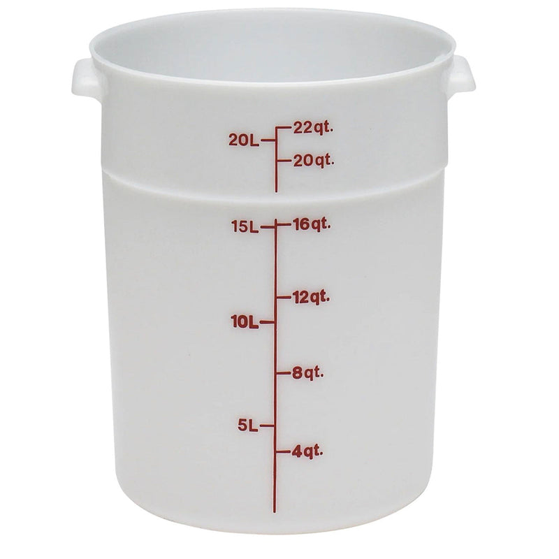 White Polypropylene Round Food Storage Container (1-22 Quarts), Lids Sold Separately