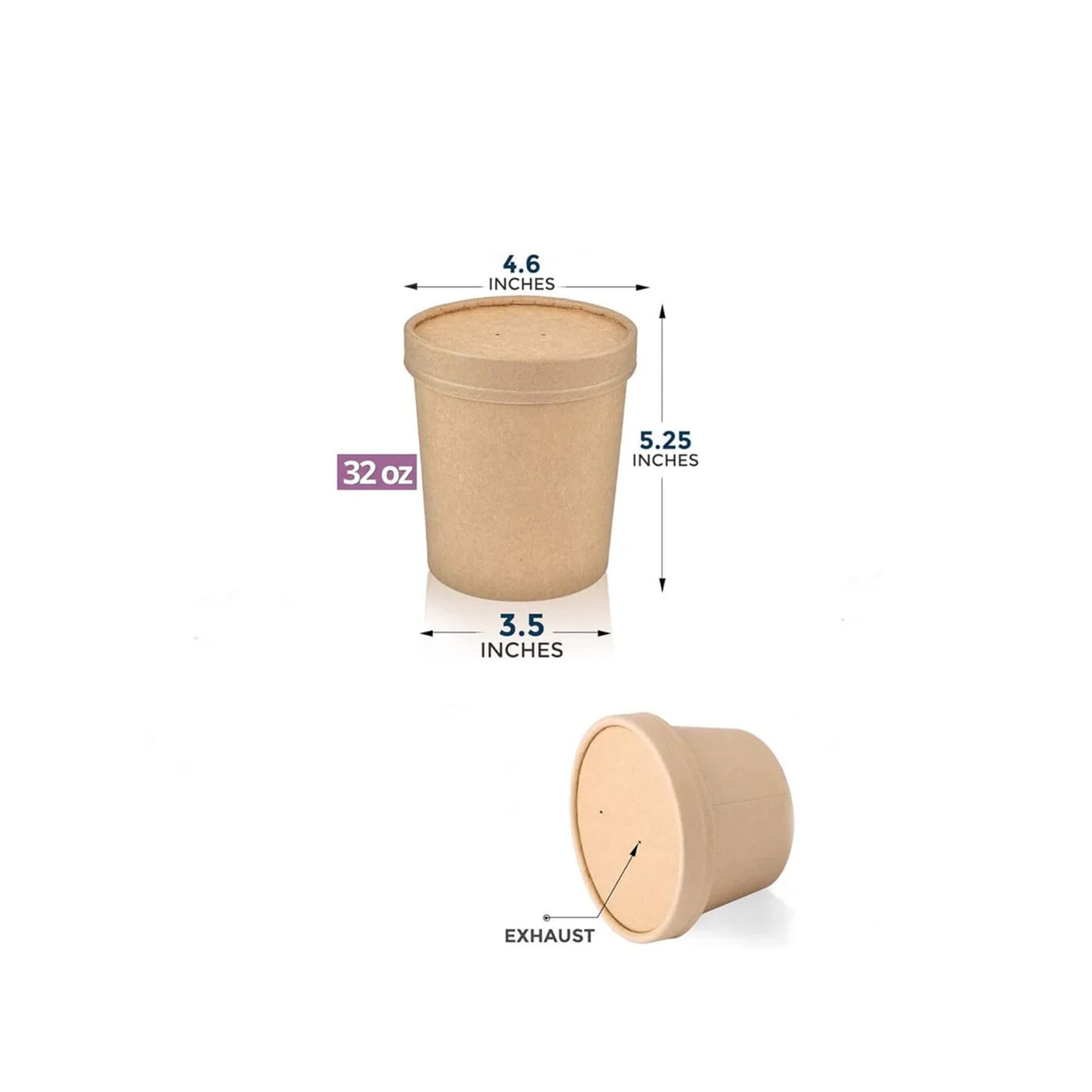 500 Sets, 32 oz ECO Friendly Disposable Soup Bowls with Lids Disposable Soup Cups with Lids (P-32) - Chefcoca