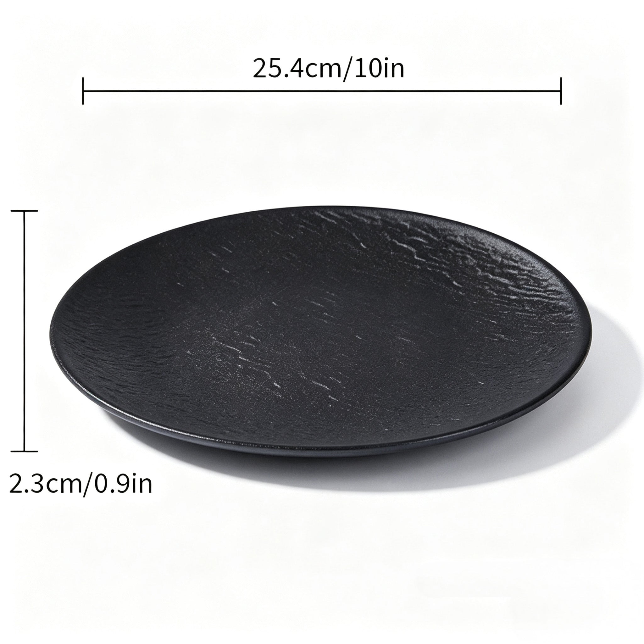 CHEFCO, P201-10BL, 10" Round Melamine Plate – Black Marble Finish,10.00" Diax 0.91"H
