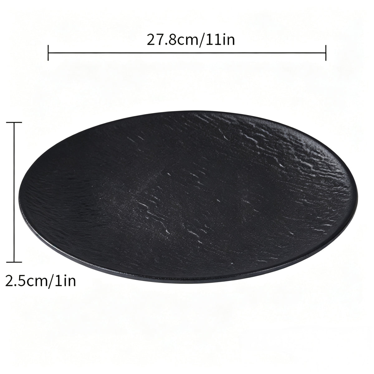 CHEFCO, P201-11BL, 11" Round Melamine Plate – Black Marble Finish,  10.94" Dia x 0.98"H