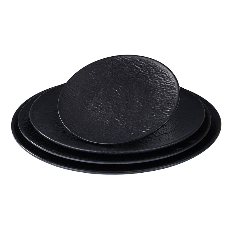 CHEFCO, P201-8BL, 8" Round Melamine Plate – Black Marble Finish, 7.99"Dia x 0.75"H
