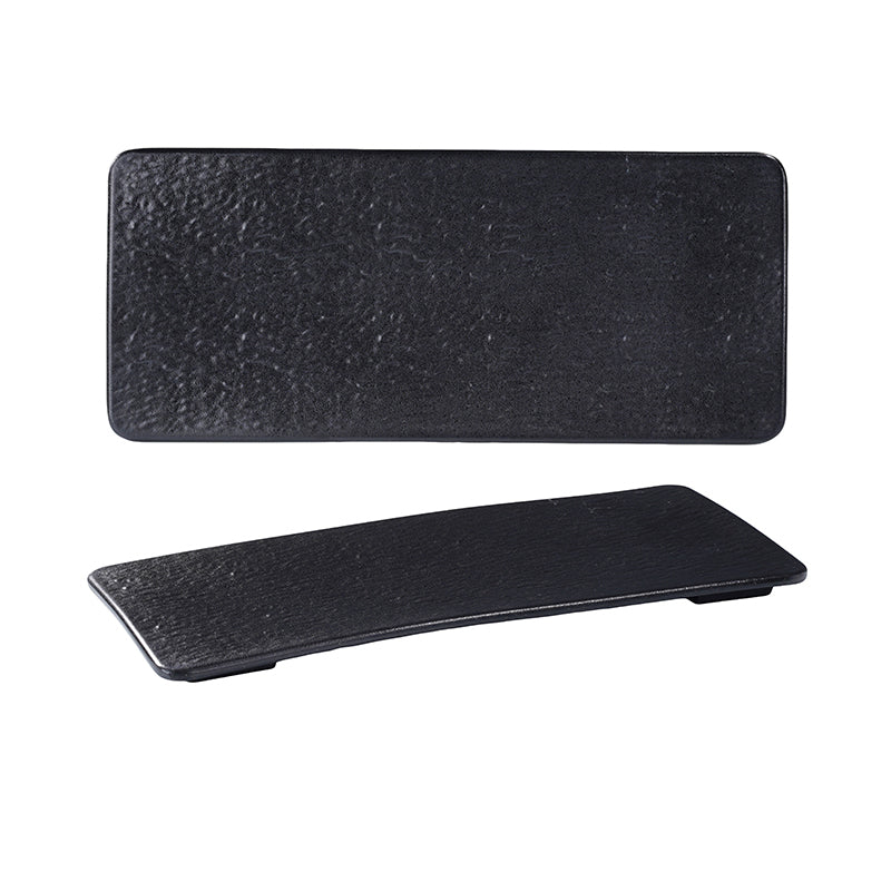 CHEFCO, P213-16BL,16" Rectangular Melamine Plate – Black Marble Finish,15.94" x 7.01" x 0.63"H