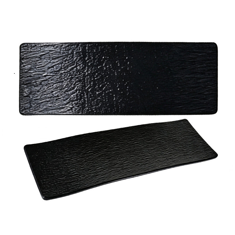 CHEFCO, P215-14BL, 14" Rectangular Melamine Plate – Black Marble Finish,13.78" x 4.92" x 0.79"H