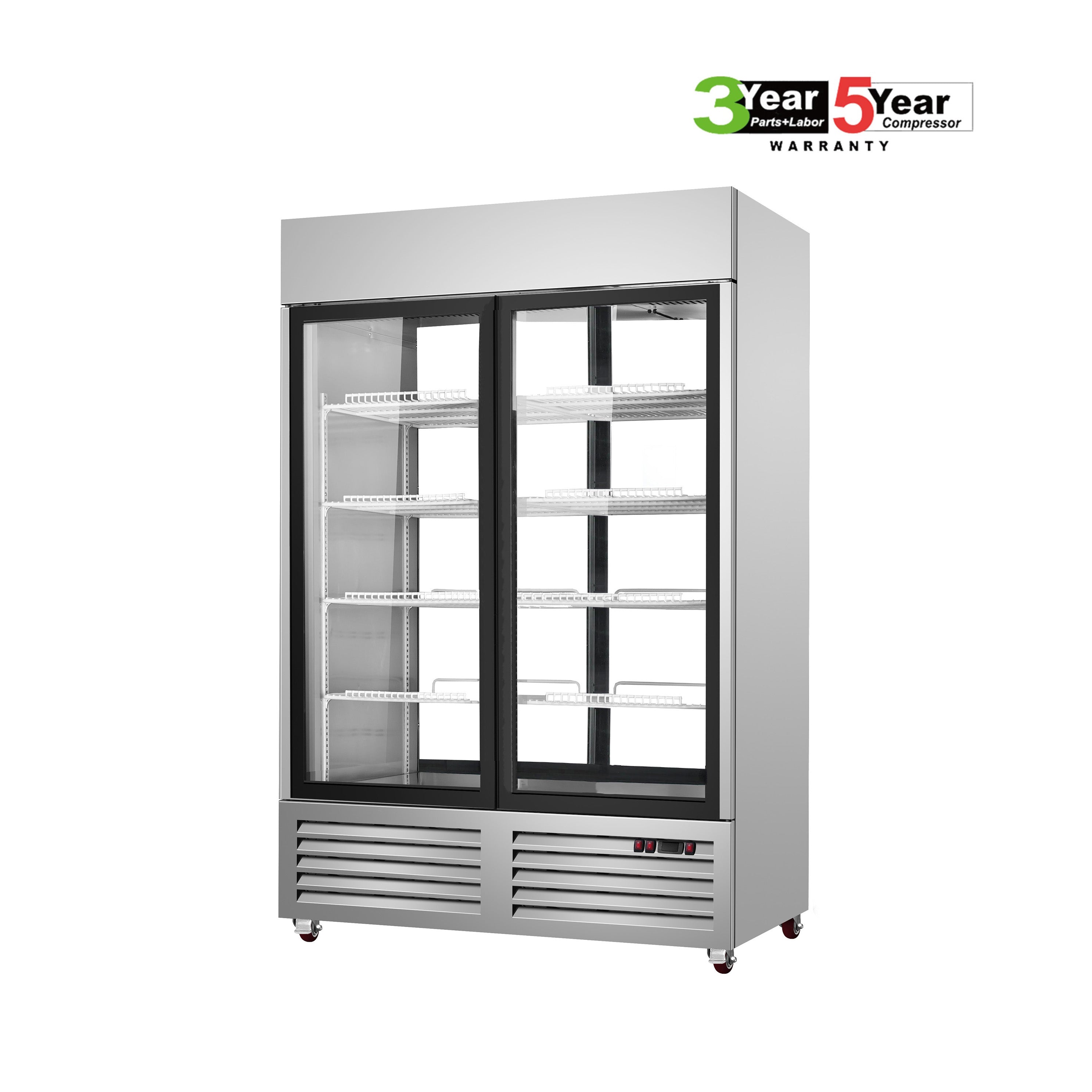 Sub-equip, 48" Stainless Steel Glass Door Pass-Through Refrigerator