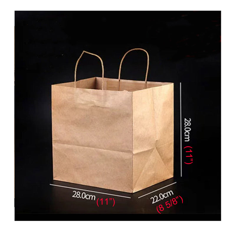 200 Pcs, ECO Friendly Kraft Paper Bags with Recycled Twist Handle, (140gsm) (PB-12)