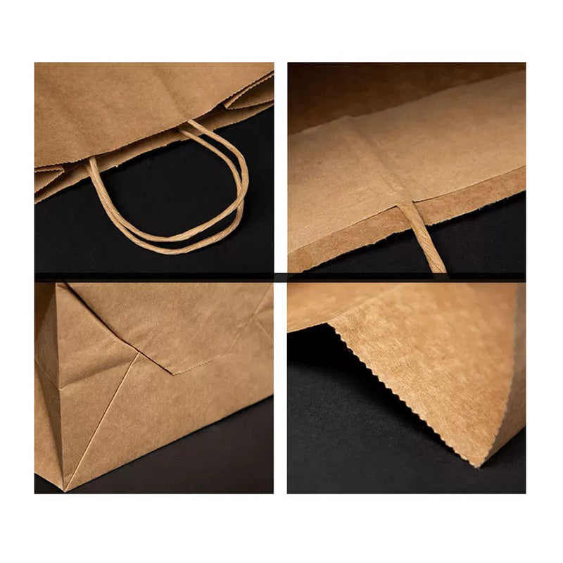 200 Pcs, ECO Friendly Kraft Paper Bags with Recycled Twist Handle, 140gsm (PB-1377/EM-1377)